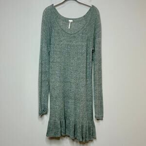 Free People Beach 100% Linen Dress Tunic Cover-Up Size M Peplum Hem